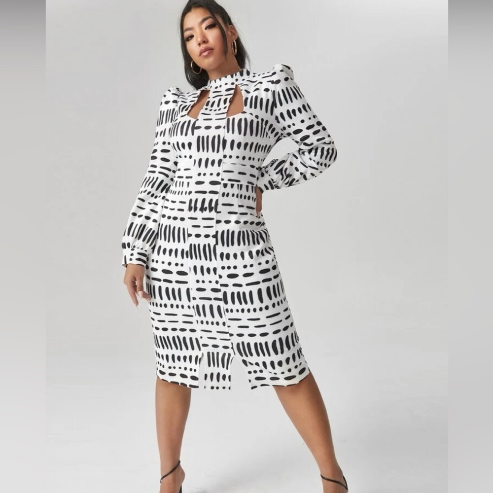 COPY - Black & White Midi Dress
